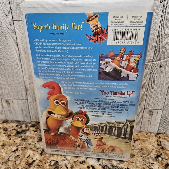 Chicken Run VHS Clamshell Case DreamWorks 2000 Famil Movie Cartoon - Picture 3 of 4